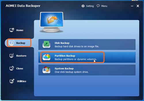 Partition Volume Backup