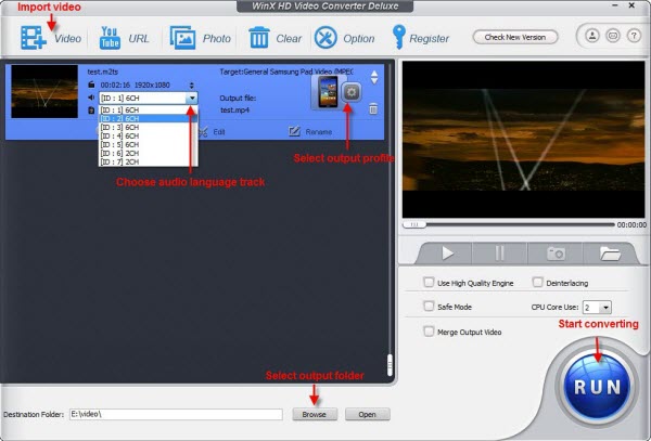 WinX HD Video Converter Deluxe - M2TS video dönüştürmek