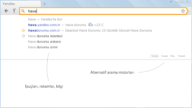 Yeni Yandex taray�c�da h�zl� ve ak�ll� arama