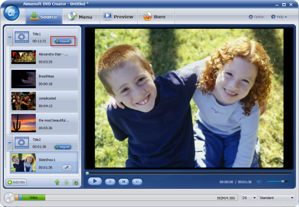 aimersoft dvd creator add