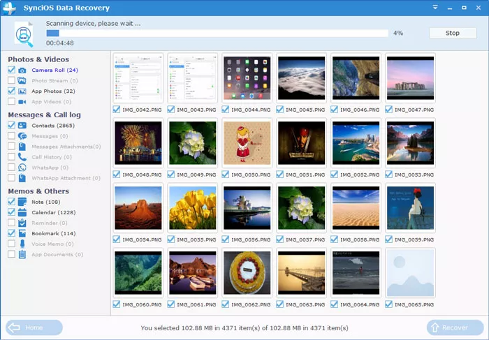 Preview scanned iphone data