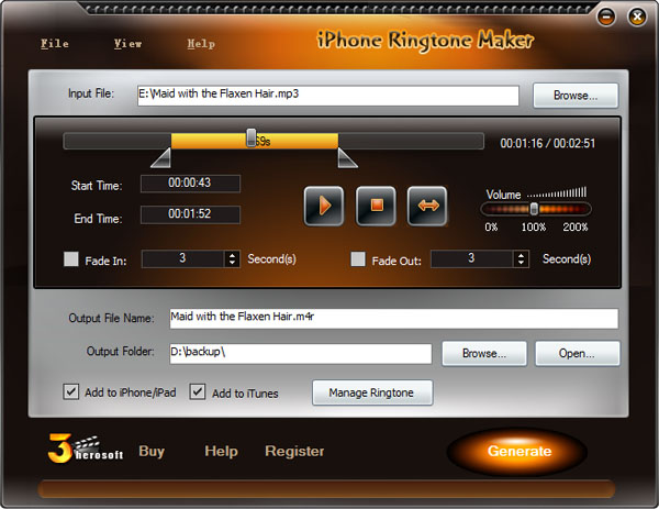 3herosoft iPhone Ringtone Maker