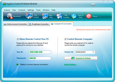 Connection via ID and password