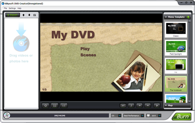 dvd creator main interface