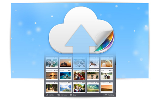 Yükle ve hizmet filigran ve sosyal ağ paylaşmak