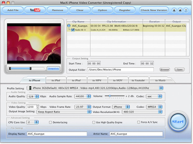 MacX iPhone Video Converter Screenshot