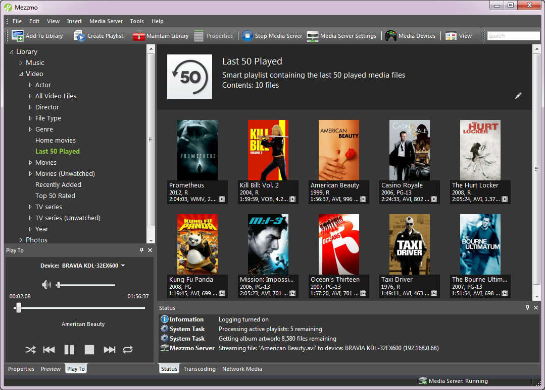 Mezzmo DLNA media server streams movies, TV shows, music and photos to all your DLNA devices in your home