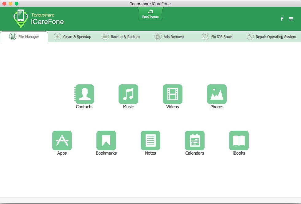 screenshots of iphone system care tool