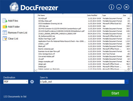 DocuFreezer main window