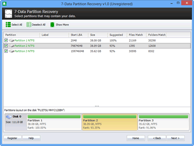 7-Veri Partition Recovery Ekran Görüntüsü